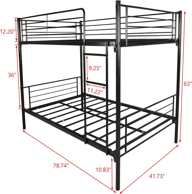 Bunk Beds Metal Frame Twin Over Twin wi in Beds & Mattresses in Calgary - Image 3