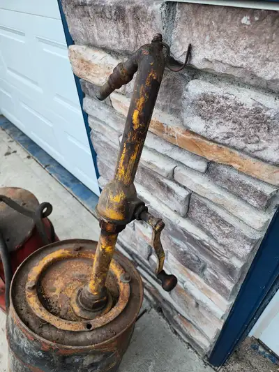 If ad is up they are still available. 2 antique drum pumps, each in their own barrel. Barrels are em...