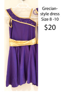 Child's purple one-shoulder Grecian dance / Halloween costume