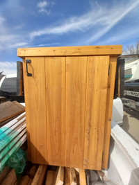 Outdoor cedar storage cabinet