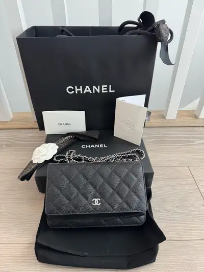 Brand New Authentic Chanel Wallet on Chain - black w/ SHW, View more