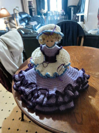 Vintage porcelain doll w/ hand crafted crochet dress