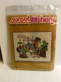 VTG Sunset Stitchery Crewel Kit Treasures From the Past Antique