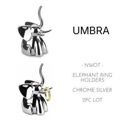 UMBRA - NWOT - 2PCS - CHROME SILVER ZOOLA ELEPHANT RING HOLDERS, View more