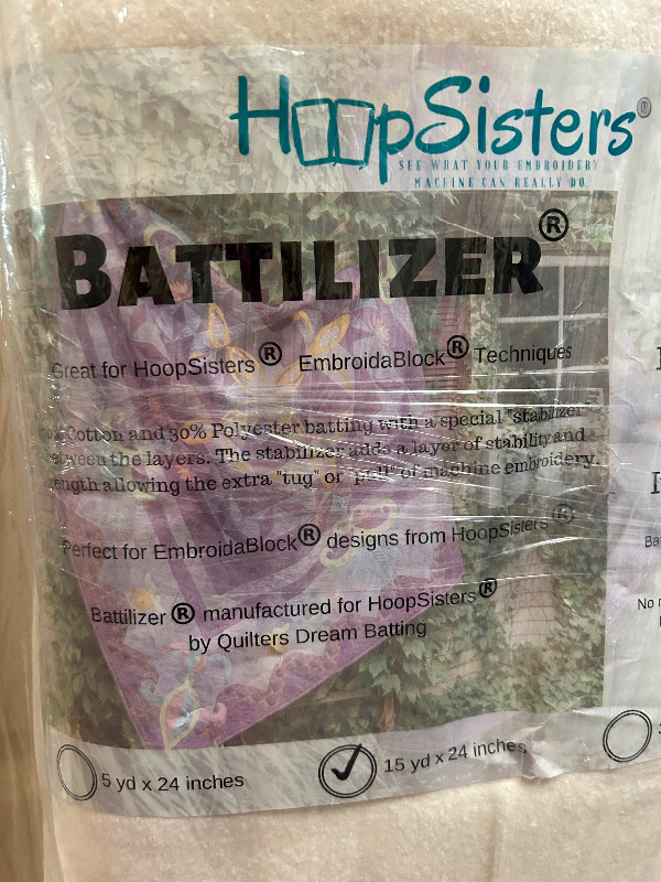 Hoop Sisters Battillizer Embroidery Stabilizer $75.Ea.$120.00 in Hobbies & Crafts in Lethbridge - Image 2