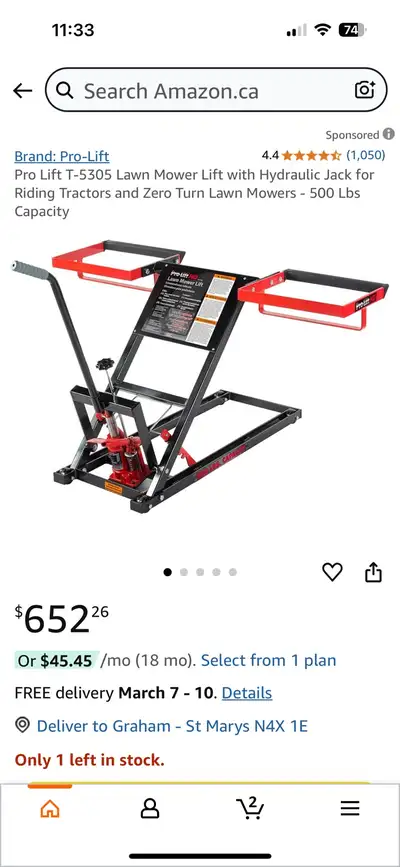 Prolift HD Ridimg lawnmower lift, View more