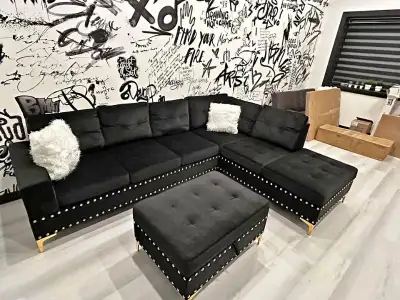 "New Fabric Sectional Sofa with Ottoman", View more