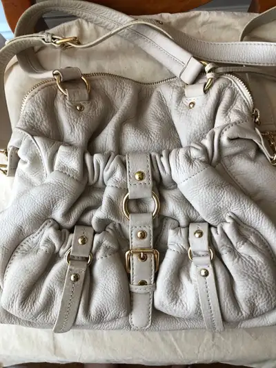 VINTAGE MICHAEL KORS OFF-WHITE  SOFT LEATHER SATCHEL PURSE MINT, View more
