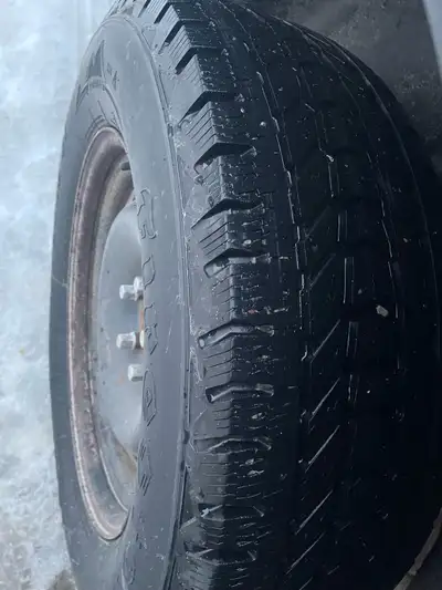 20” snow tires on steel rims. Fits a 2015 dodge 5 bolt pattern.
