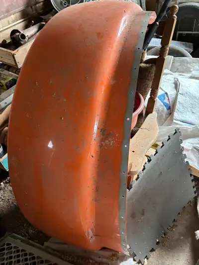 Slightly damaged passenger side fender off a Peterbilt 389.