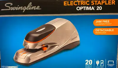 NEW Swingline 48208 Optima Electric Stapler - Silver. NEW Swingline® Optima® 20 Compact Electric Sta...