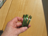 Bracelets anneaux Laiton & Coquillage Vert VINTAGE Brass & Green