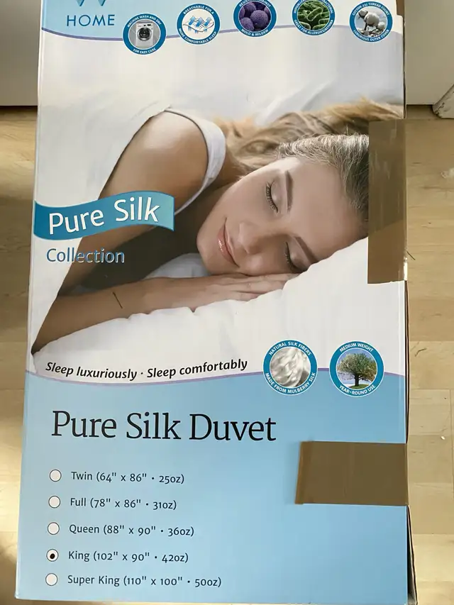 New Pure Silk King Duvet - 102 x 90 inch, 42 oz. in Bedding in Ottawa - Image 2