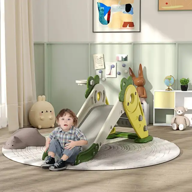 3 in 1 Foldable Toddler Slide with Basketball Hoop, Climber, for in Toys in Markham / York Region - Image 2