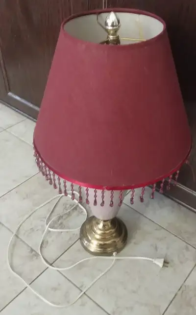 Vintage Lavender Table Lamp with a Magenta Shade, View more