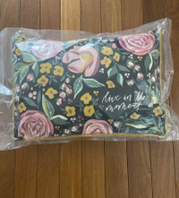 (New) Black Floral “Live in the Moment” Throw Pillow