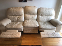 Full Leather Ivory Colour Recliner Sofa on Sale