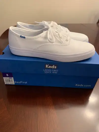 Keds Women’s Champion White Canvas Sneakers with Dream Foam - perfect for lots of walking. Ladies Si...