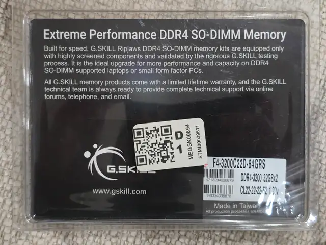 G.Skill Ripjaws 64GB (2x32GB) DDR4-3200 Laptop / Mini PC RAM | System ...
