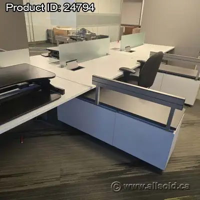 Haworth White Benching System w/ Runoff, Storage, View more