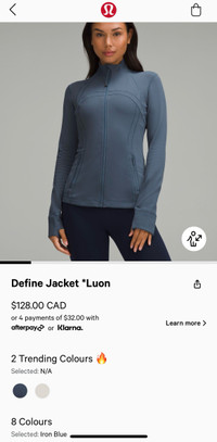 Lululemon Size 10/12 Define Sale $90