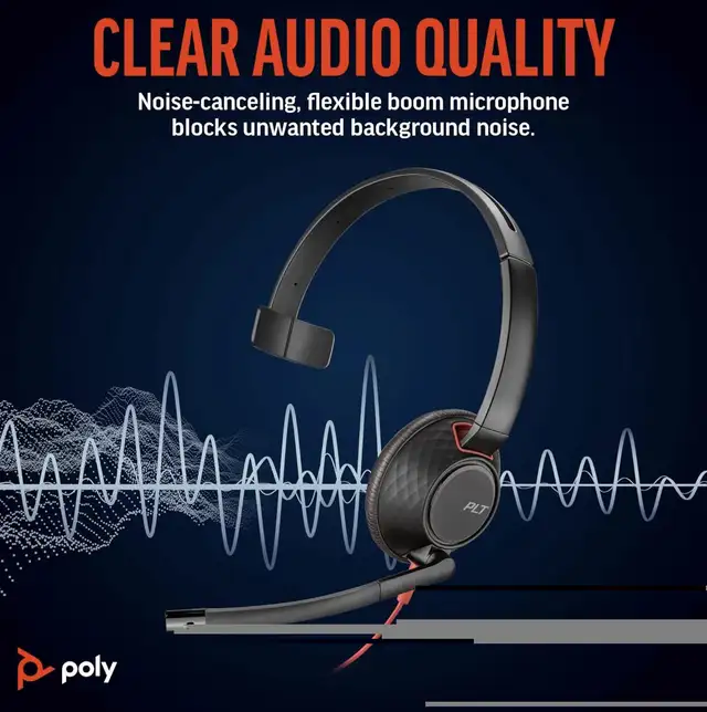 Poly Blackwire 5210 Wired Headset (Plantronics) - Flexible Noise in Speakers, Headsets & Mics in Markham / York Region - Image 4