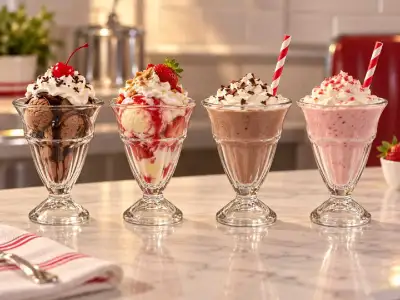 Set of 4 Retro 1950s Style Ice Cream Sundae / Milkshake Glasses, View more