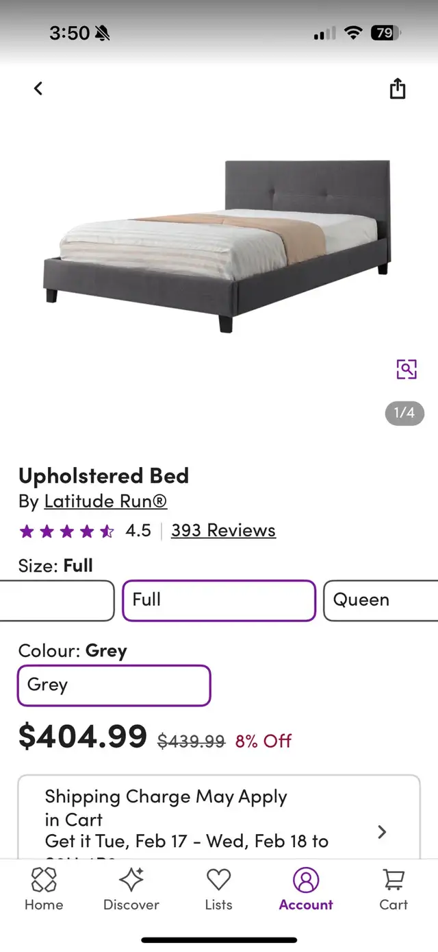 upholstered bed frame -Double in Beds & Mattresses in Swift Current - Image 3