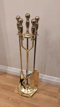 Brass Fireplace Tool Set (5 pieces)