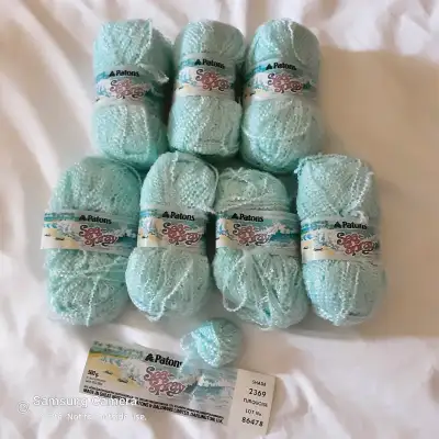 7 balls Patons Torquoise Sea Spray Yarn UK over 300 grams, View more