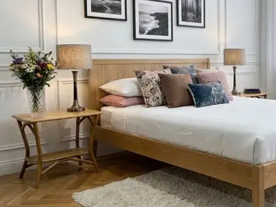 Pair of mid-century boho-chic bedside tables, night tables , View more