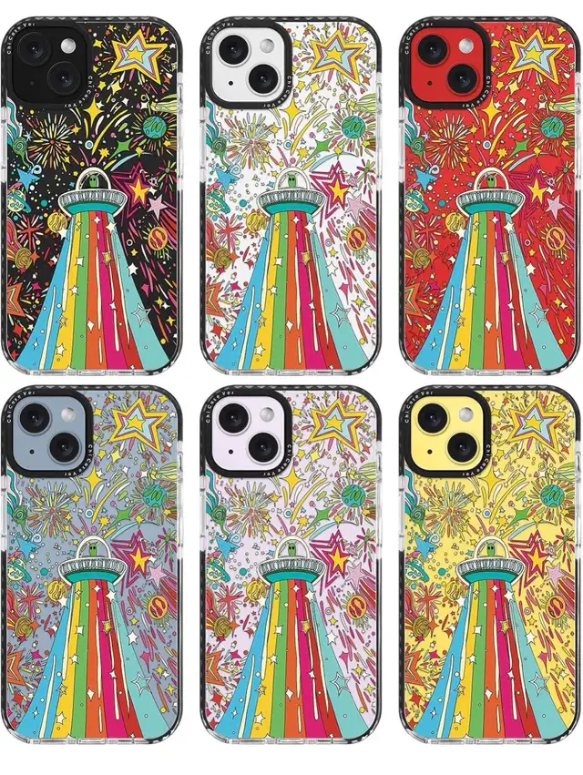 iPhone 14 Case, Psychedelic UFO Fireworks Pattern in Cell Phone Accessories in Hamilton - Image 5