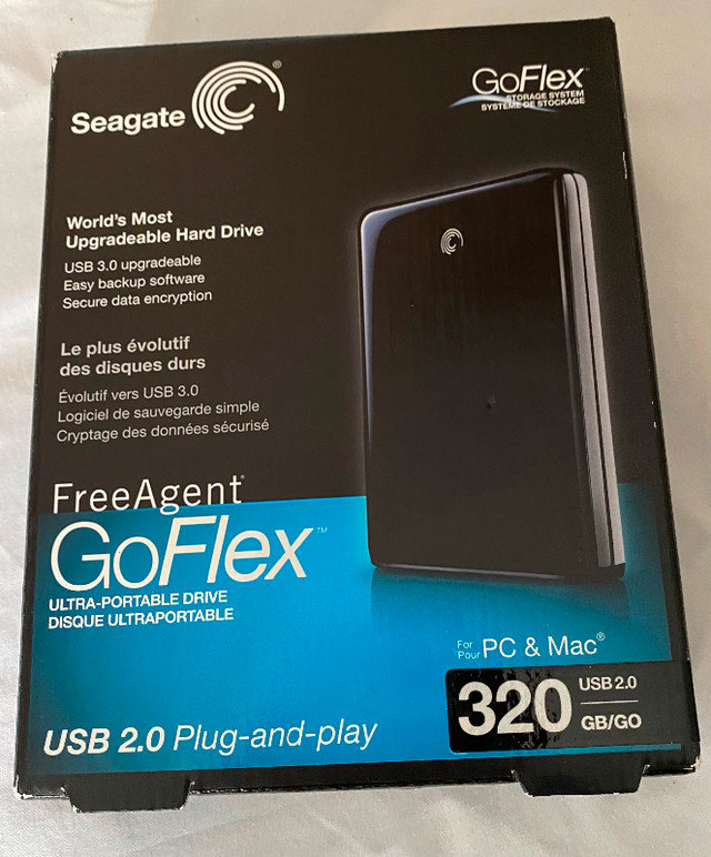 Seagate Disque Dur Externe 320GB Neuf/ External Hard Drive 320gb dans Cartes-mémoires et clés USB  à Ville de Montréal