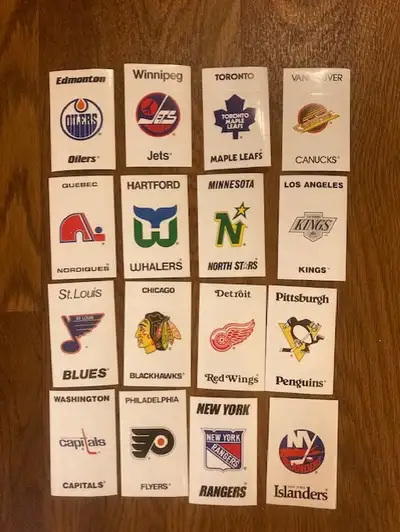 Lot of 16 1989-90 Panini hockey team logos stickers, View more