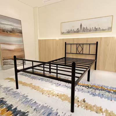 Selling new in box Emiosmt 14in Twin Size Bed Frame with Headboard and Footboard, Heavy Duty Metal P...