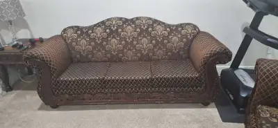 Brown color sofa and loveseat