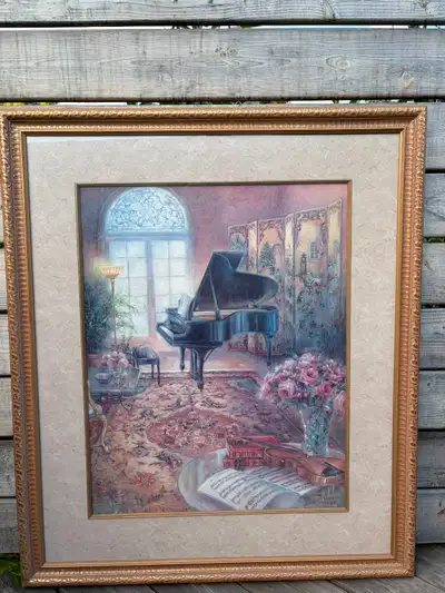Beautiful Piano Room themed water color print, View more