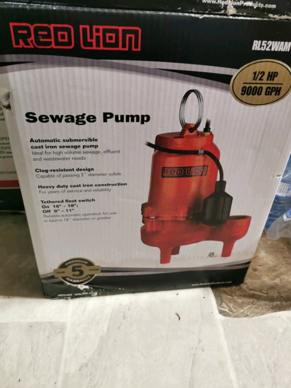 Redlion 1/2 sewage grinder pump in Power Tools in Oakville / Halton Region