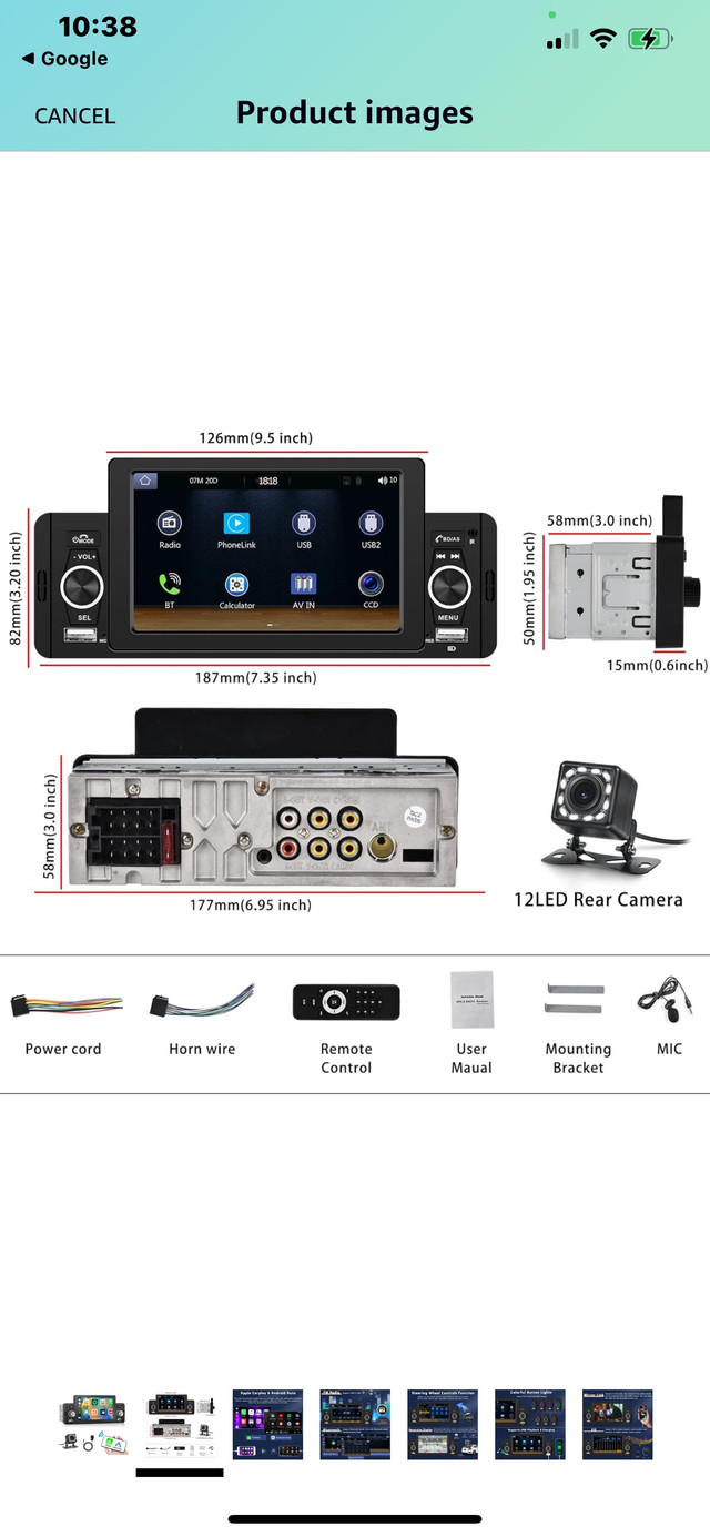 Single Din Car Stereo 5 inch Touch Screen Bluetooth Audio with A in General Electronics in City of Toronto - Image 3