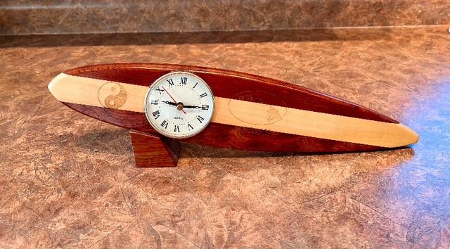 Vintage Wood Surf Board Clock from Hawaii (In Working Condition) in Home Décor & Accents in Edmonton