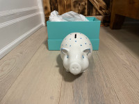 Tiffany & Co Pig Bank Ceramic White with Blue Polka Dots Made in
