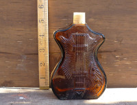 Vintage Avon Amber Glass Figural Guitar Bottle With Cap