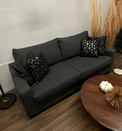 Eq3 Charcoal Grey Couch Modern 3 Seater Sofa Free Delivery , View more