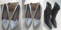 Brand New Silver Women's Pumps or Faux Suede Stiletto Boots