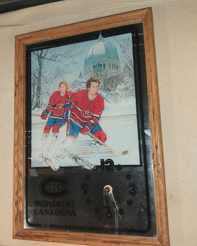 Hockey - Montreal Canadians laminayed mirrror clock in Arts & Collectibles in Red Deer - Image 2