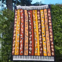 1970s Hand Made Music Themed Quilt.bedspreads. blankets 