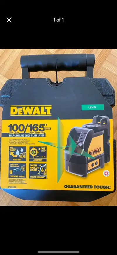 Dewalt DW088CG self-leveling cross line laser, View more