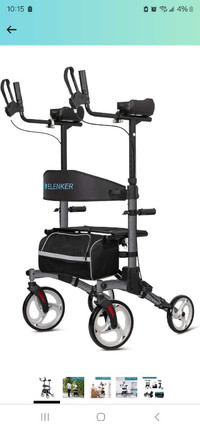 ELENKER Upright Walker, Stand Up Folding Rollator Walker with 10