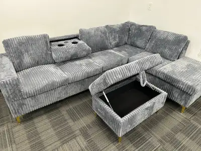 Premium Corduroy Sectional Sofa Storage – Best Price Deal Couch, View more
