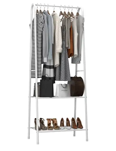White Clothing Rack / Garment Rack with Shelf, View more